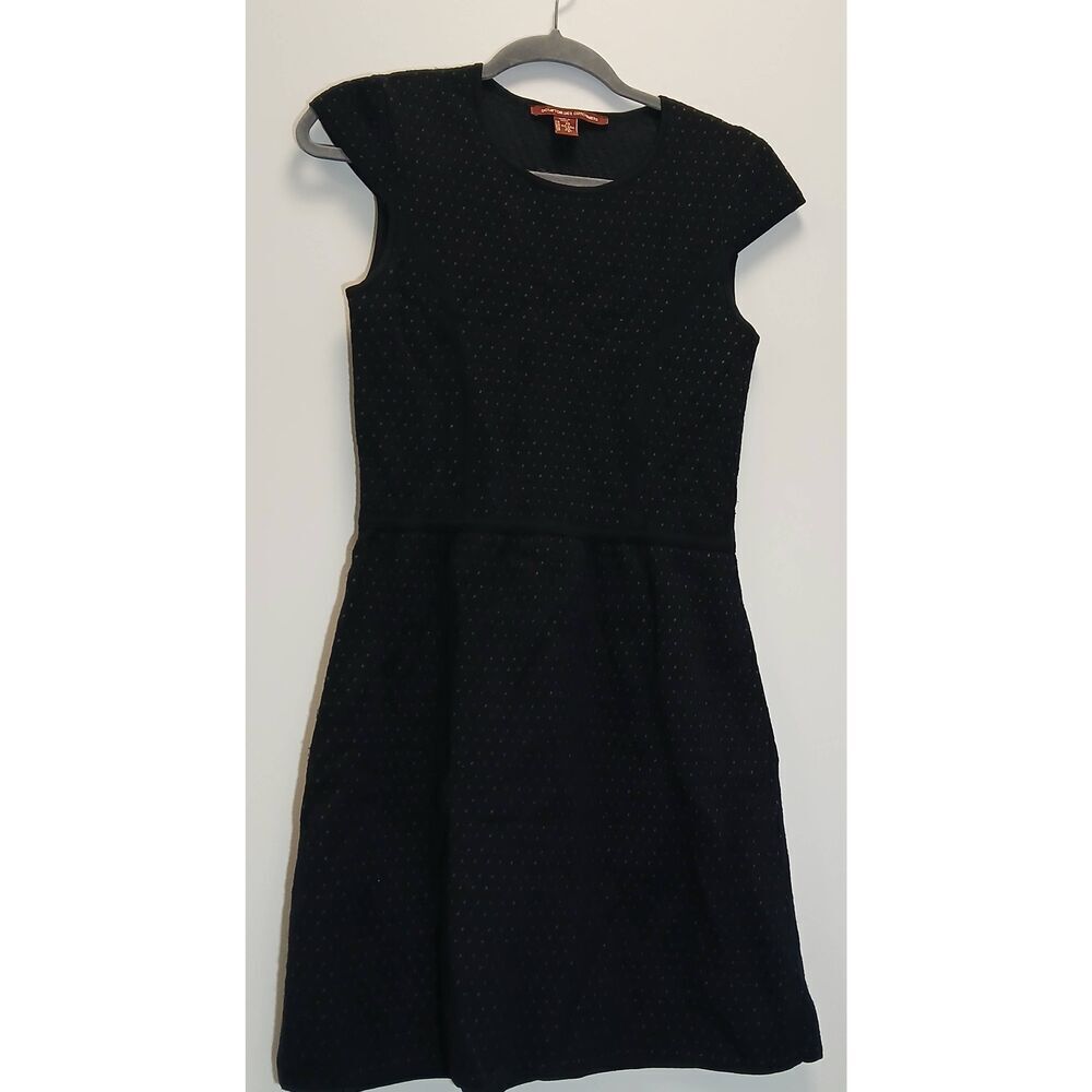 Comptoir des cotonniers womens xsmall sweater dress 100% wool blue swiss dot